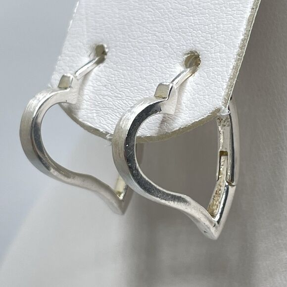 Stunning 925 Sterling Silver Heart Hoop Earrings Boho Love Statement Classic - Picture 4 of 7